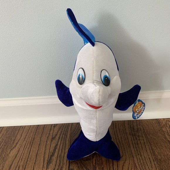 King Plush Fish Sailfish Shiny Fin Blue Sea Creature Long Nose Vintage? W/ Tag - Picture 2 of 7